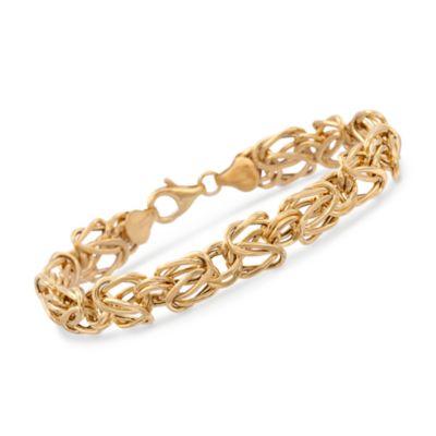 Italian 14kt Yellow Gold Open Oval Link Byzantine Bracelet &mdash; Alt Image 1