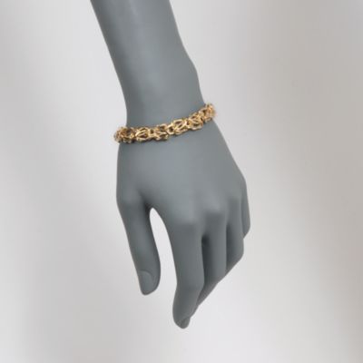 Italian 14kt Yellow Gold Open Oval Link Byzantine Bracelet &mdash; Alt Image 2