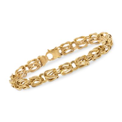 Italian 14kt Yellow Gold Open Byzantine Bracelet &mdash; Alt Image 1