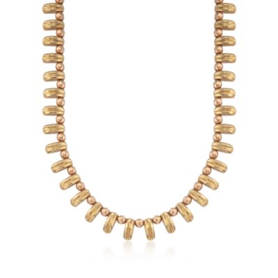 C. 1950 Vintage 14kt Two-Tone Gold Fancy Link Necklace. 16" &mdash; Alt Image 1