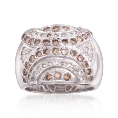 C. 1990 Vintage 1.46 ct. t.w. Brown and White Diamond Ring in 14kt White Gold. Size 8 &mdash; Alt Image 1
