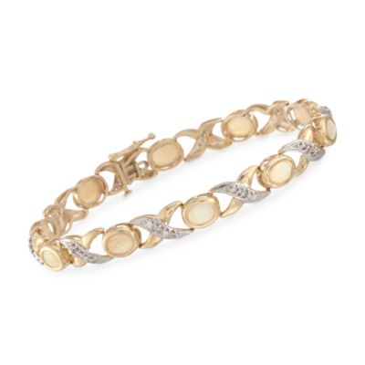 Opal and .50 ct. t.w. "XO" Diamond Bracelet in 14kt Yellow Gold &mdash; Alt Image 1