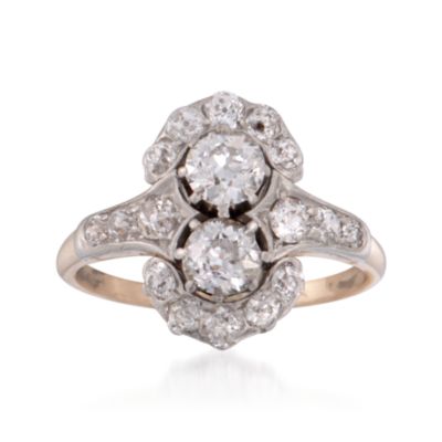 C. 1920 Vintage 1.45 ct. t.w. Diamond Dinner Ring in 14kt Two-Tone Gold. Size 6 &mdash; Alt Image 1
