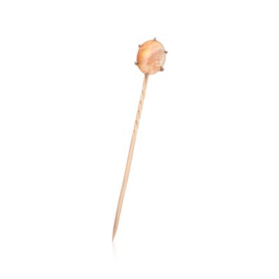 C. 1940 Vintage Cabochon Opal Pin in 14kt Yellow Gold  &mdash; Alt Image 1