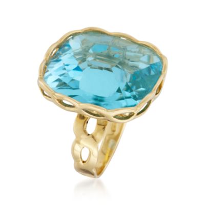 Roberto Coin 20.00 Carat "Ipanema" Blue Topaz Ring in 18kt Yellow Gold. Size 7 &mdash; Alt Image 3