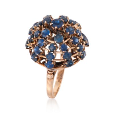 C. 1950 Vintage 5.75 ct. t.w. Sapphire Cluster Ring in 10kt Yellow Gold. Size 7.5 &mdash; Alt Image 3