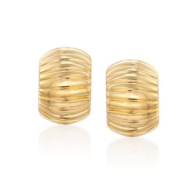 Roberto Coin 18kt Yellow Gold Large Ribbed Hoop Earrings &mdash; Alt Image 1