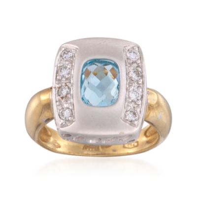 C. 2000 Vintage 1.25 Carat Aquamarine and .30 ct. t.w. Diamond Ring in 18kt Two-Tone Gold. Size 6.5 &mdash; Alt Image 1
