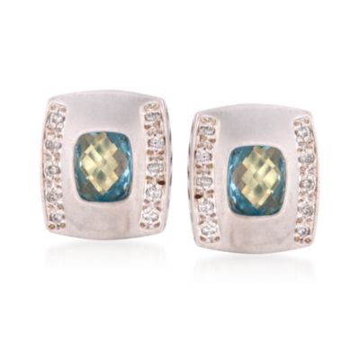 C. 2000 Vintage 2.00 ct. t.w. Aquamarine and .30 ct. t.w. Diamond Earrings in 18kt Two-Tone Gold  &mdash; Alt Image 1
