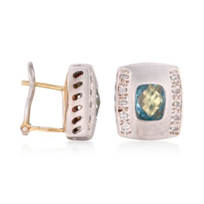 C. 2000 Vintage 2.00 ct. t.w. Aquamarine and .30 ct. t.w. Diamond Earrings in 18kt Two-Tone Gold  &mdash; Alt Image 3