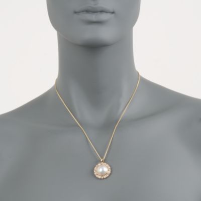 C. 1980 Vintage 13.5mm Cultured Mabe Pearl and .25 ct. t.w. Diamond Pendant Necklace in 14kt Yellow Gold. 18" &mdash; Alt Image 2