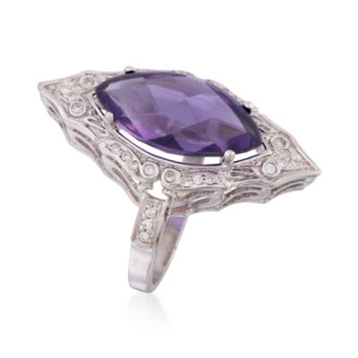 C. 1990 Vintage 6.00 Carat Amethyst and .20 ct. t.w. Diamond Cocktail Ring in 14kt White Gold. Size 10 &mdash; Alt Image 3