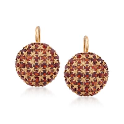 C. 1960 Vintage 5.00 ct. t.w. Round Citrine Earrings in 14kt Yellow Gold &mdash; Alt Image 1