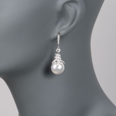 14.5mm South Sea Pearl and 2.16 ct. t.w. Diamond Earrings in 18kt White Gold &mdash; Alt Image 2