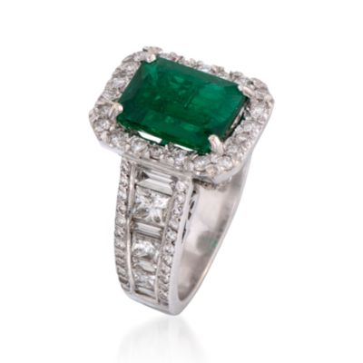 4.05 Carat Emerald and 2.56 ct. t.w. Diamond Ring in 18kt White Gold &mdash; Alt Image 3
