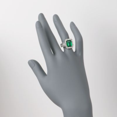 4.05 Carat Emerald and 2.56 ct. t.w. Diamond Ring in 18kt White Gold &mdash; Alt Image 2