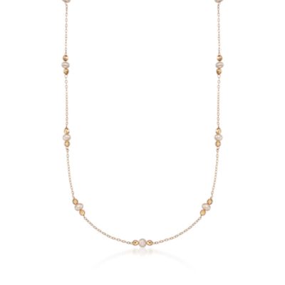 Child's 4-5mm Cultured Pearl Necklace in 14kt Yellow Gold. 14" &mdash; Alt Image 1