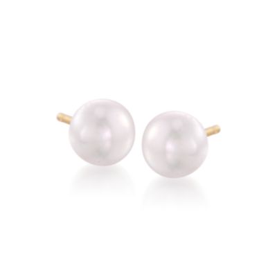 Set of Three Pairs of Earrings With Cultured Pearls and CZs in 14kt Yellow Gold  &mdash; Alt Image 3