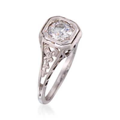 C. 1950 Vintage .50 Carat Diamond Solitaire Ring in 18kt White Gold. Size 5 &mdash; Alt Image 3