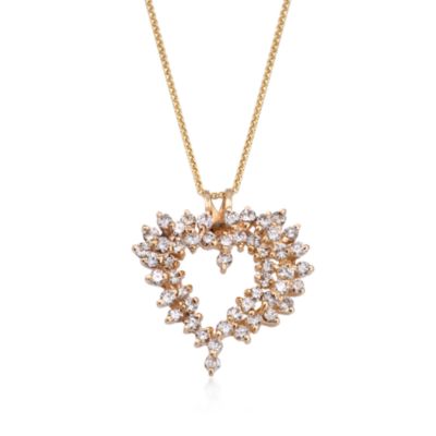 C. 1980 Vintage 2.00 ct. t.w. Diamond Open Heart Pendant Necklace in 14kt Yellow Gold. 18" &mdash; Alt Image 1
