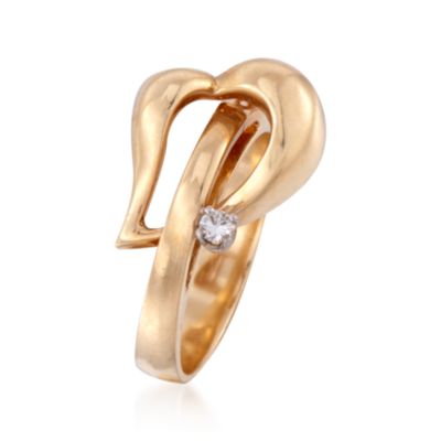 C. 1990 Vintage Dankner Heart Motif Diamond Ring in 14kt Yellow Gold. Size 6.5 &mdash; Alt Image 3