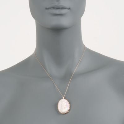 C. 1970 Vintage Carved Shell Cameo Pin Pendant in 14kt Yellow Gold &mdash; Alt Image 2