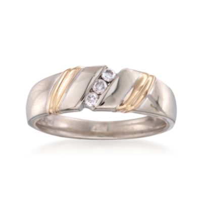 C. 1990 Vintage .15 ct. t.w. Men's Diamond Ring in 14kt Two-Tone Gold. Size 10 &mdash; Alt Image 1