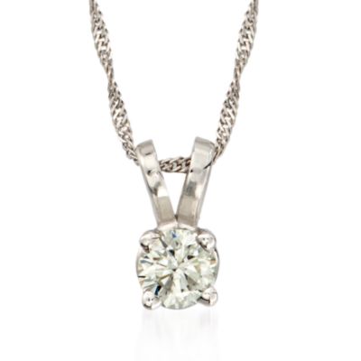 C. 2000 Vintage .24 Carat Diamond Solitaire Pendant Necklace in 14kt White Gold. 16" &mdash; Alt Image 1