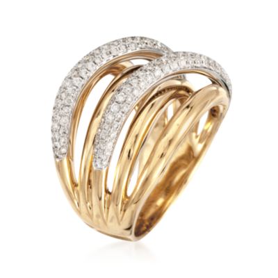 Roberto Coin .90 ct. t.w. Diamond Crossover Ring in 18kt Yellow Gold. Size 7 &mdash; Alt Image 3