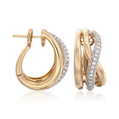 Roberto Coin .82 ct. t.w. Crossover Diamond Hoop Earrings in 18kt Yellow Gold &mdash; Alt Image 1