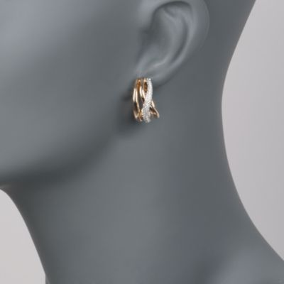 Roberto Coin .82 ct. t.w. Crossover Diamond Hoop Earrings in 18kt Yellow Gold &mdash; Alt Image 2
