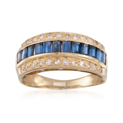 C. 1990 Vintage .75 ct. t.w. Sapphire and .20 ct. t.w. Diamond Ring in 14kt Yellow Gold. Size 6 &mdash; Alt Image 1