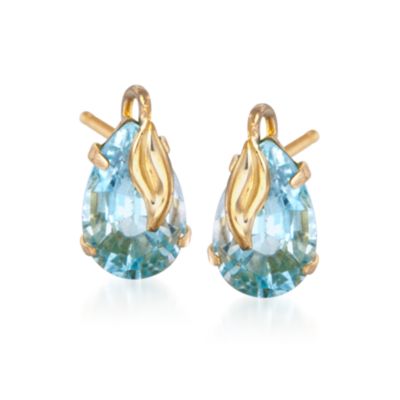 C. 1990 Vintage 2.25 ct. t.w. Blue Topaz Stud Earrings in 14kt Yellow Gold &mdash; Alt Image 1