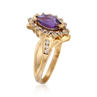 C. 1980 Vintage .35 Carat Amethyst and .20 ct. t.w. Diamond Ring in 14kt Yellow Gold. Size 9 &mdash; Alt Image 3