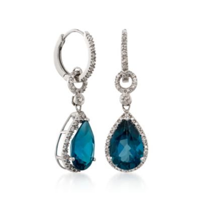 7.20 ct. t.w. London Blue Topaz and .10 ct. t.w. Diamond Drop Earrings in Sterling Silver &mdash; Alt Image 3
