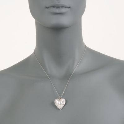 C. 1950 Vintage 2.30 ct. t.w. .20 ct. t.w. Heart-Shaped Pin Pendant Necklace in 14kt White Gold  &mdash; Alt Image 2