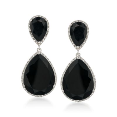 Black Onyx and .25 ct. t.w. Diamond Drop Earrings in Sterling Silver &mdash; Alt Image 1