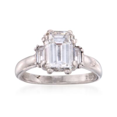 C. 1970 Vintage 3.56 ct. t.w. 3-Stone Diamond Ring in Platinum. Size 5.5 &mdash; Alt Image 1