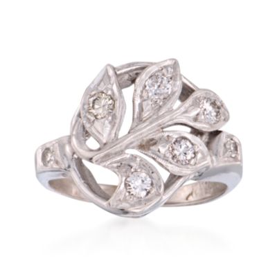 C. 1970 Vintage .30 ct. t.w. Diamond Leaves Ring in 14kt White Gold. Size 4.5 &mdash; Alt Image 1