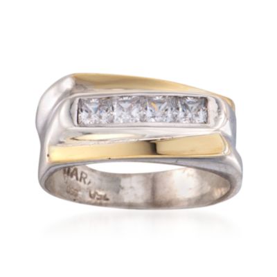 C. 1990 Vintage .65 ct. t.w. CZ Ring in Two-Tone. Size 6.5 &mdash; Alt Image 1