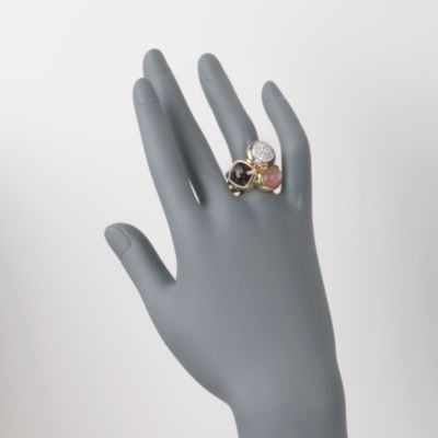 C. 1990 Vintage David Yurman Diamond and Garnet Ring With Quartz in 14kt Yellow Gold. Size 8 &mdash; Alt Image 2