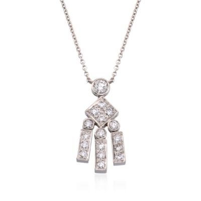C. 1990. Vintage .55 ct. t.w. Diamond Drop Pendant Necklace in Platinum. 15.5" &mdash; Alt Image 1