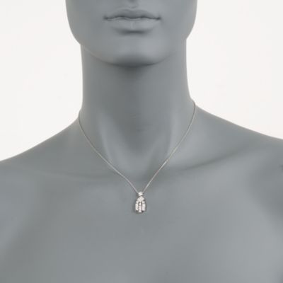 C. 1990. Vintage .55 ct. t.w. Diamond Drop Pendant Necklace in Platinum. 15.5" &mdash; Alt Image 2