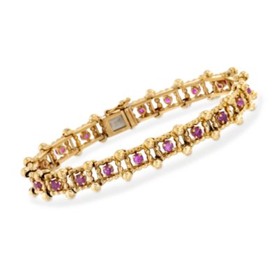 C. 1970 Vintage Tiffany Jewelry 1.10 ct. t.w. Burmese Ruby Bracelet in 18kt Yellow Gold. 7" &mdash; Alt Image 1
