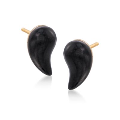 C. 1980 Vintage Tiffany Jewelry and Elsa Peretti Black Onyx Earrings in 18kt Yellow Gold &mdash; Alt Image 1
