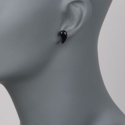 C. 1980 Vintage Tiffany Jewelry and Elsa Peretti Black Onyx Earrings in 18kt Yellow Gold &mdash; Alt Image 2
