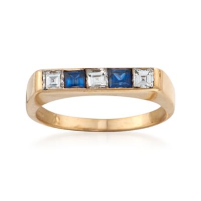 C. 1960 Vintage Tiffany Jewelry .60 ct. t.w. Sapphire and .60 ct. t.w. Diamond Ring in 18kt Yellow Gold. Size 9.5 &mdash; Alt Image 1