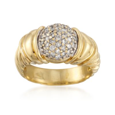C. 1990 Vintage David Yurman .40 ct. t.w. Pave Diamond Ridged Ring in 18kt Yellow Gold. Size 6 &mdash; Alt Image 1