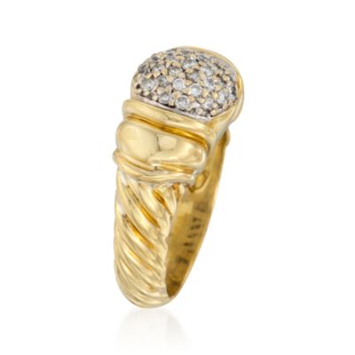 C. 1990 Vintage David Yurman .40 ct. t.w. Pave Diamond Ridged Ring in 18kt Yellow Gold. Size 6 &mdash; Alt Image 3