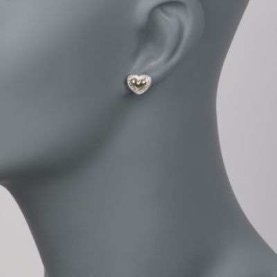 Scott Kay .18 ct. t.w. Diamond Heart Stud Earrings in Two-Tone &mdash; Alt Image 2